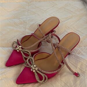 Amazon Pink Heels with Rhinestone Embellishments